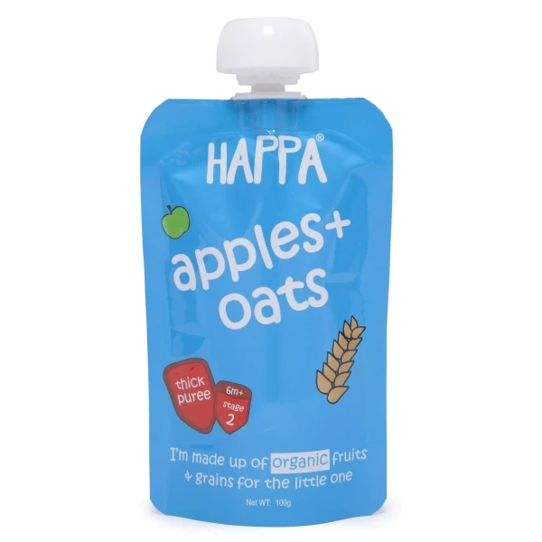 Happa Organic Baby food, Single blend (Apple Oats Puree),